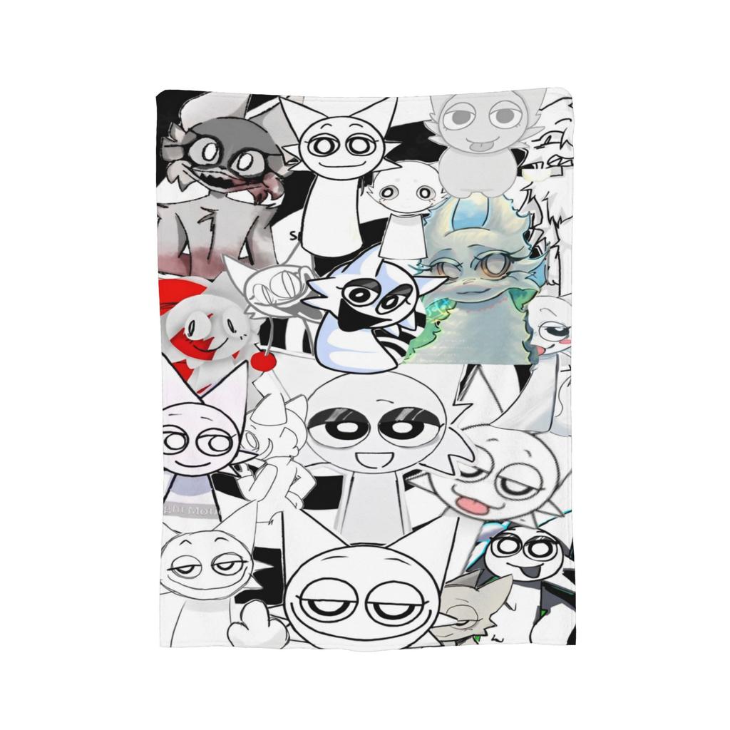 Sprunki Beats Horror Music Box Flannel Throw Blankets Blankets for Bed Office Lightweight Quilt,