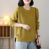 Sweater Women Plus Size Women and Fall Loose Round Neck Stretch Simple Sweater Comfortable and Versatile Long-sleeved Knitwear