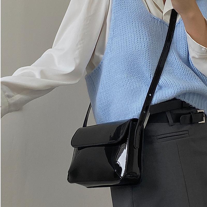 Luxury Patent Leather Women's Bag Fashion Underarm Bag Designer Small Square Crossbody Bag Casual Ladies Handbag Purse KTY