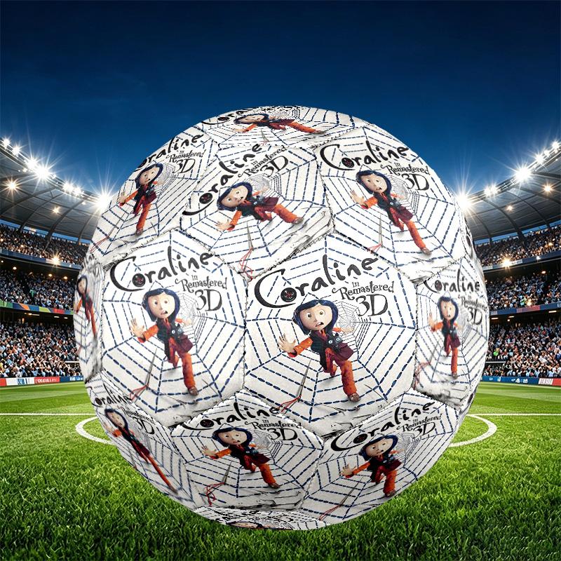 Coraline Print Size 5 Soccer Ball, PU Wear Resistant Football for Match Training and Daily Practice, Birthday Gift for Soccer Fans