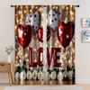 2pc, Window Curtains Valentine's Day Truck Background Romantic Love Balloons Versatile Fabric,Without Electricity Festive