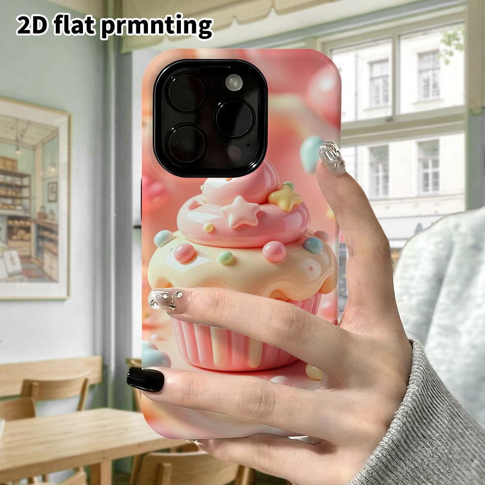 Phone case: 2D flat design suitable for iPhone 18 17 16 15 14 13 Pro protective case, cupcake, perfect Christmas and Halloween holiday gift