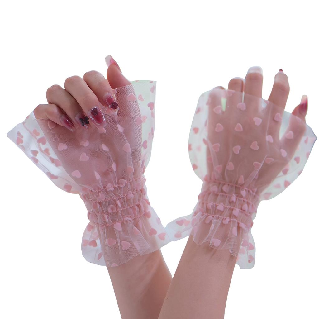 Сетчатые нарукавники с сердечками для фотосъемки ногтей, дышащая прозрачная ткань, эластичные манжеты, модные аксессуары