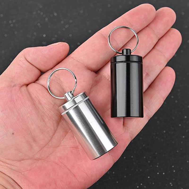 Compact Aluminum Alloy Medicine Container – Portable, Waterproof Pill Case with Keychain for On-the-Go Storage