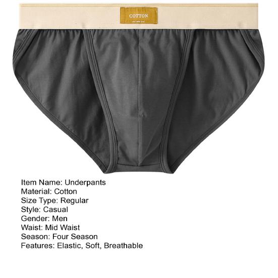 Мужские трусы со средней талией, однотонные, мягкие дышащие, впитывающие влагу, хлопковые, быстросохнущие, тонкие, свободные, эластичные, противоусадочные, мужские трусы, нижнее белье