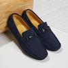 Suede Leather Men's Business Casual Shoes Handmade Rubber Bottom Loafers Leisure Slip On Flats Outdoor Male Driving Moccasins