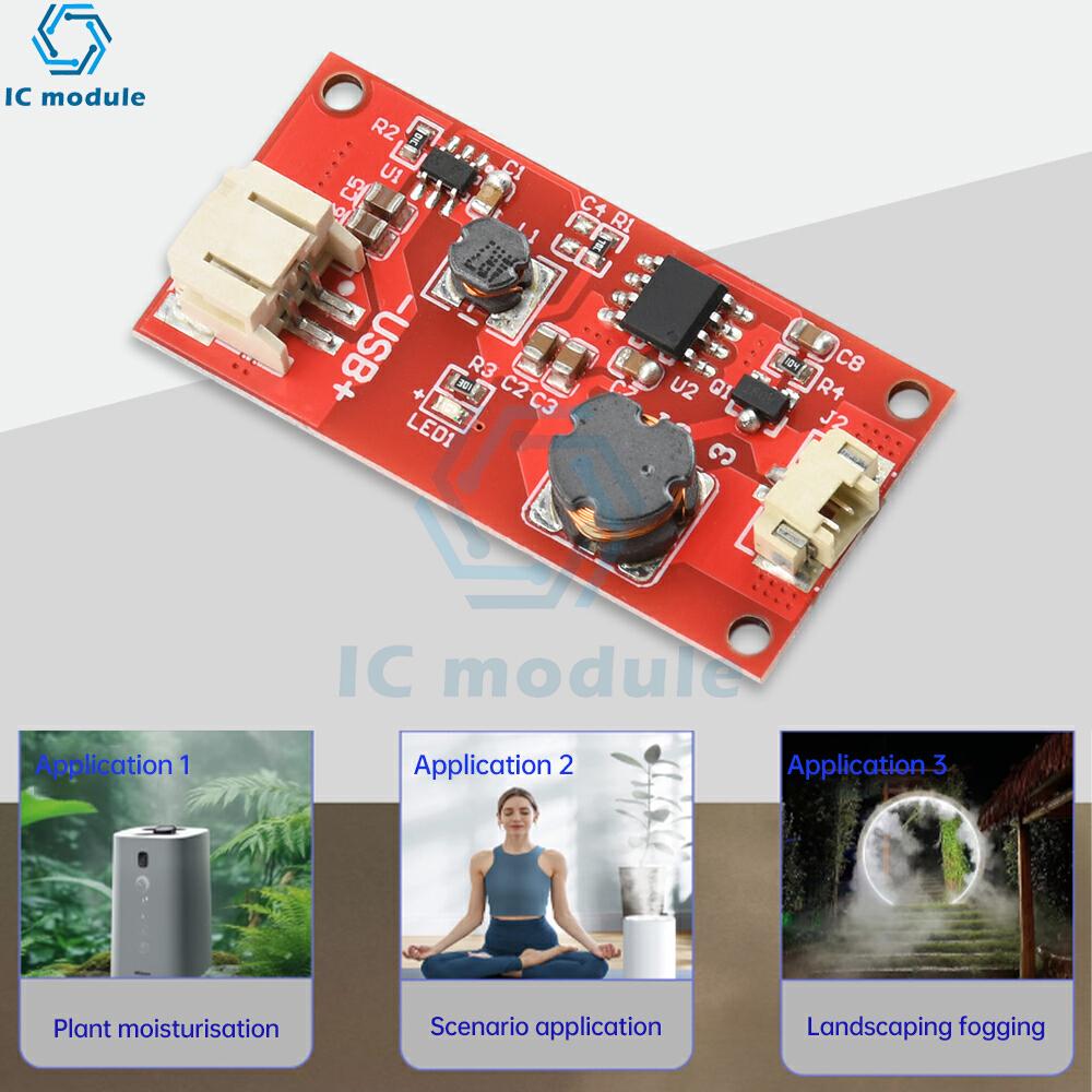 USB Mini Humidifier DIY Kit DC 6-24V Wide Voltage Single Spray Humidification Module Ultrasonic Atomization Control Driver Board