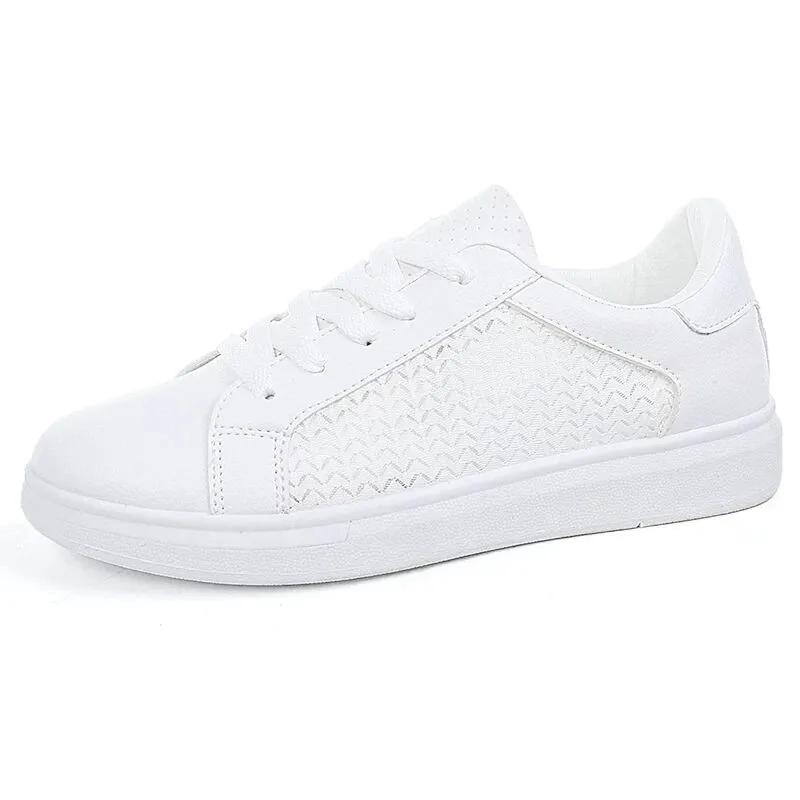Женская обувь, сетчатые дышащие белые туфли, летние универсальные студенческие повседневные кроссовки, сетчатая обувь