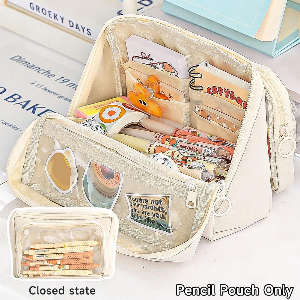 Large Capacity Transparent Pencil Case DIY Zipper Pen Bag 9 Layer Multi function Students Stationery Storage Bag School Supplies