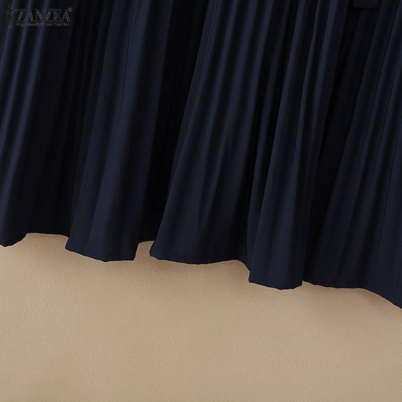 ZANZEA Женское повседневное летнее плиссированное платье с круглым вырезом и рукавом 3/4