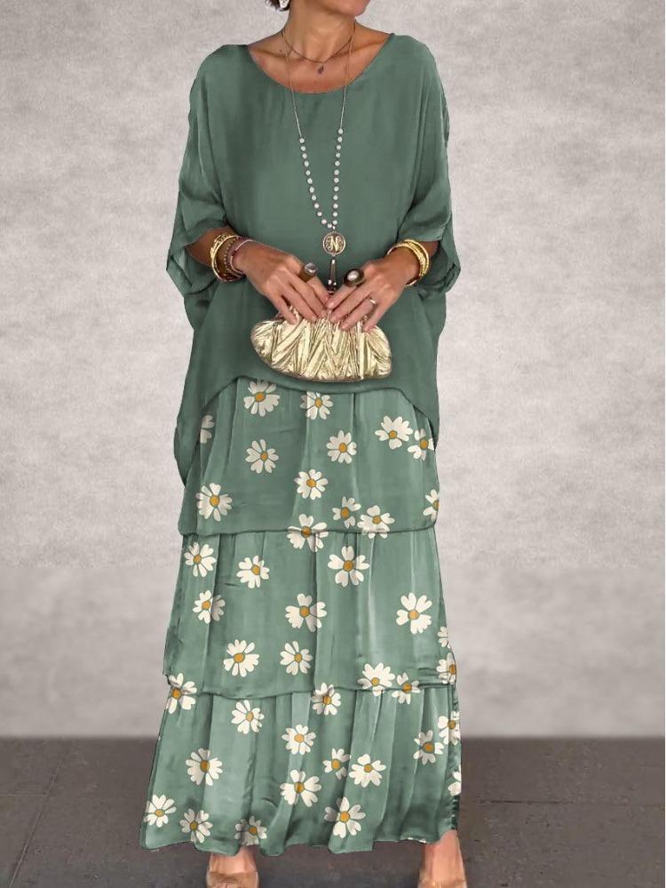 Шифон Элегантный Модный Трендовый Сетчатый Летучая Мышь Рукав Длинное Макси Платье