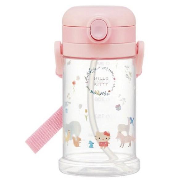 Соломенная бутылка для воды Skater, двуручная, в одно касание, 370 мл KSHW2N, Hello Kitty, 1 шт.
