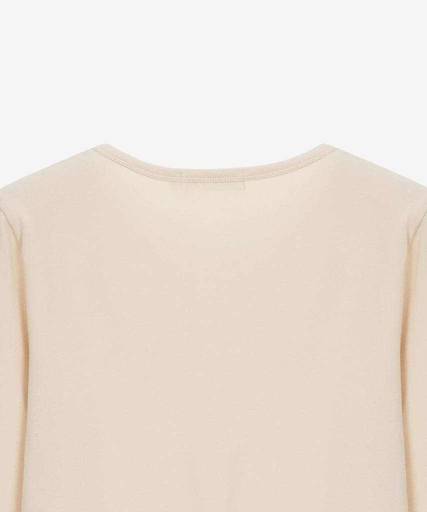 BASIC HOUSE Women'S Slim Fit Spandex Long Sleeve T-Shirt Beige Lats0208