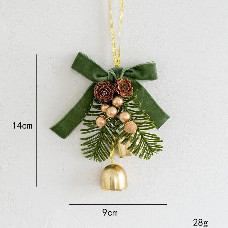 Christmas Jingle Bells Door Hanger Decor Butterfly Knot Pinecone Wreath Pendant Ornament Christmas Gift Home Decoration
