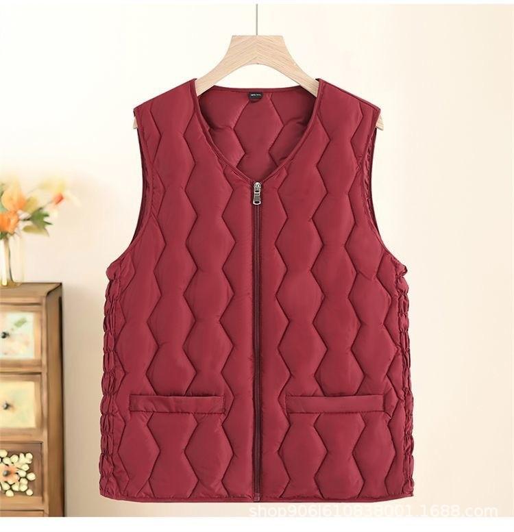 Autumn and Winter Women's Vest Liner, Light Feather Velvet Down Cotton Vest Thermal Vest, Slim-fitting Short Collar Vest