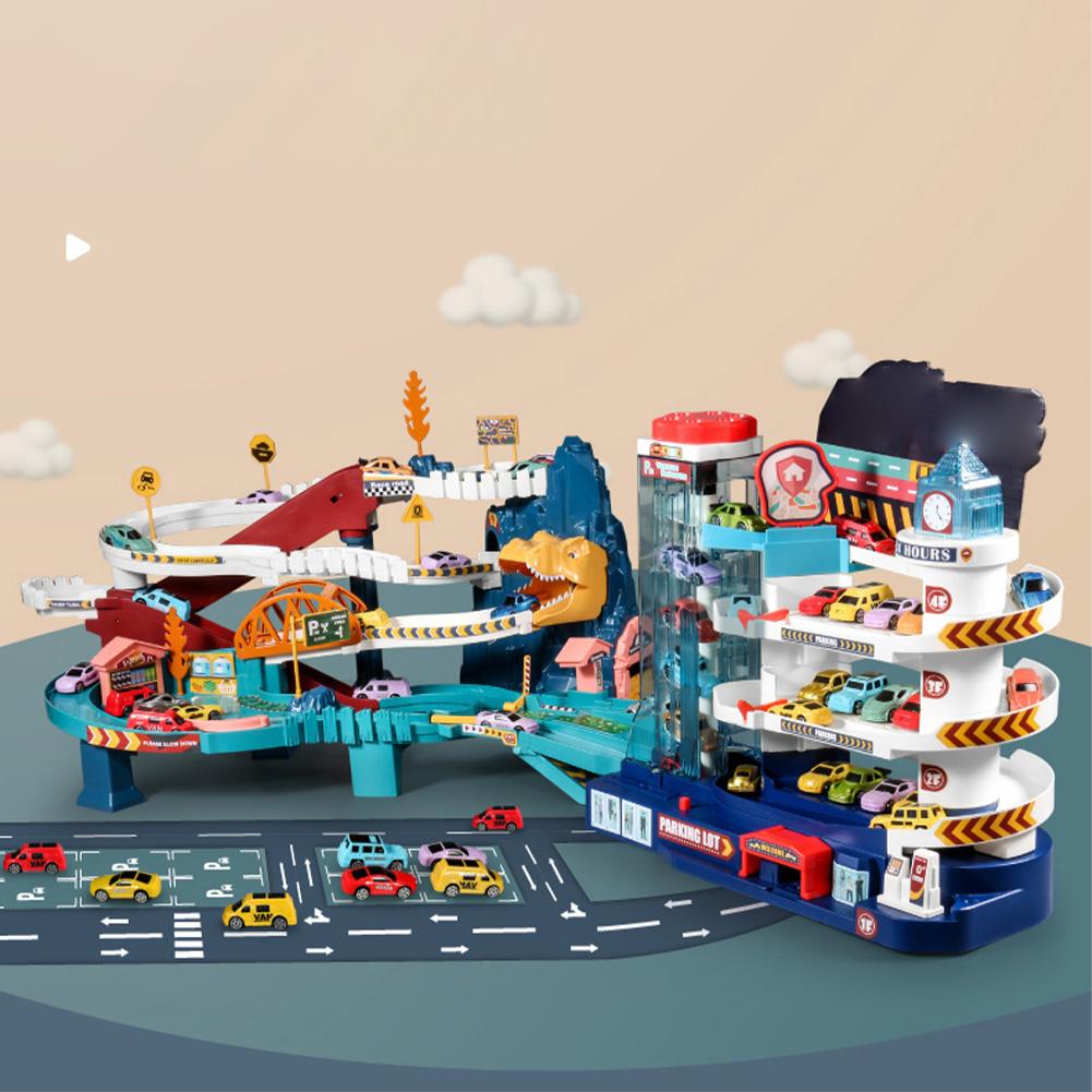 Набор Парковка для Транспорта Игрушечный Транспорт Притворная Игра Машина С Дорогой и Звуковым и Световым Эффектом Детская Головоломка Игривая Игрушка для Детей 4-6 Лет