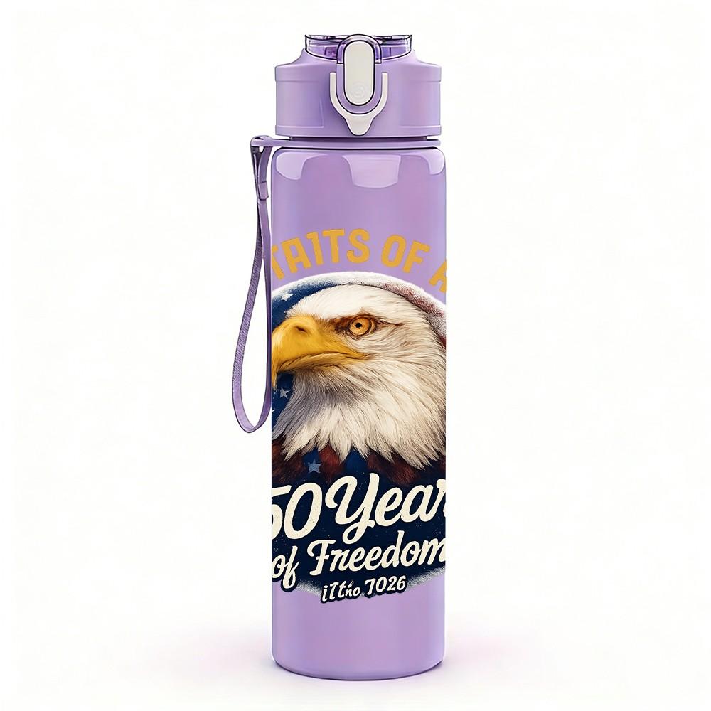 1PC USA 250 Years Eagle Liberty Bell 750ml Color Plastic Sports Water Bottle Leakproof Flip Straw Lid Suitable for Sports Office Home Use