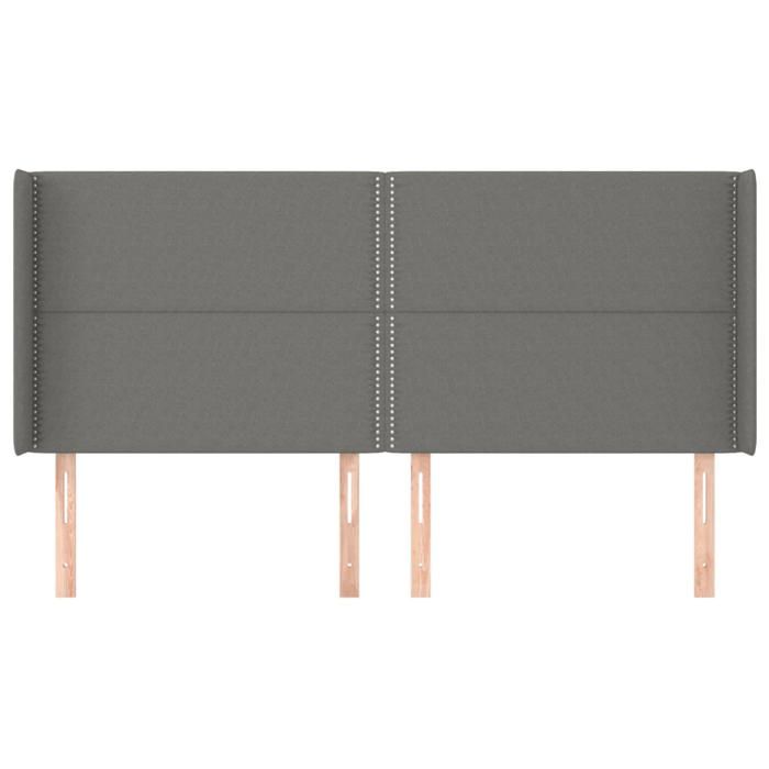 Tête de lit - Maison Exclusive - avec oreilles - Gris foncé - Hauteur réglable 203 x 16 x 118/128 cm