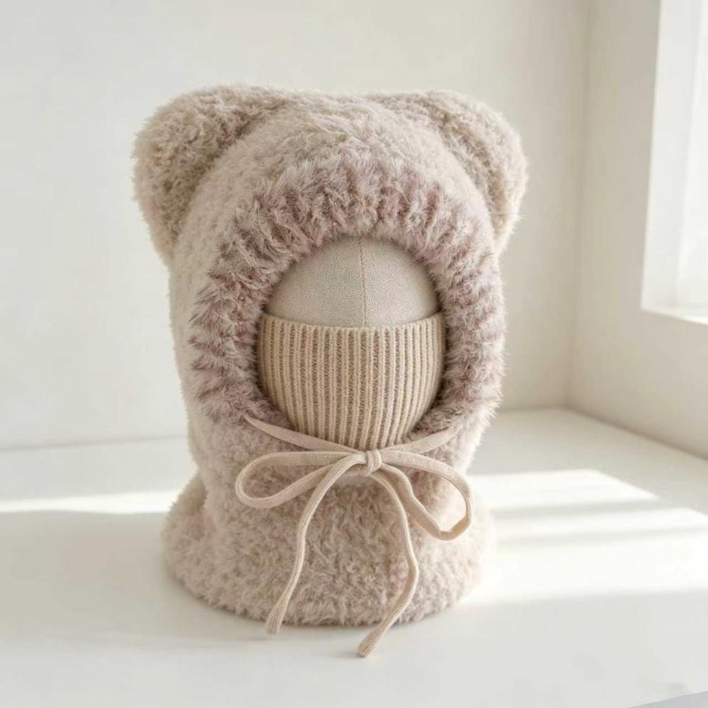 Fluffy Kids Winter Beanie Knitted Neck Warmer Hat Thick Warm Balaclava  Boys