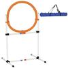 Agility Jump Ring for Dogs, Agility Set for Dogs, Agility Ring 2 in 1 Jump Ring Pole with Carrying Bag Plastic 74.5 x 66 x 91 cm White+Orange