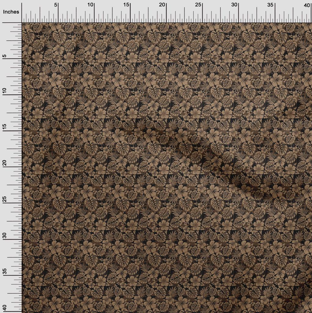 oneOone Cotton Flex Brown Fabric Tropical Sewing Material Print Fabric By The Yard 40 Inch