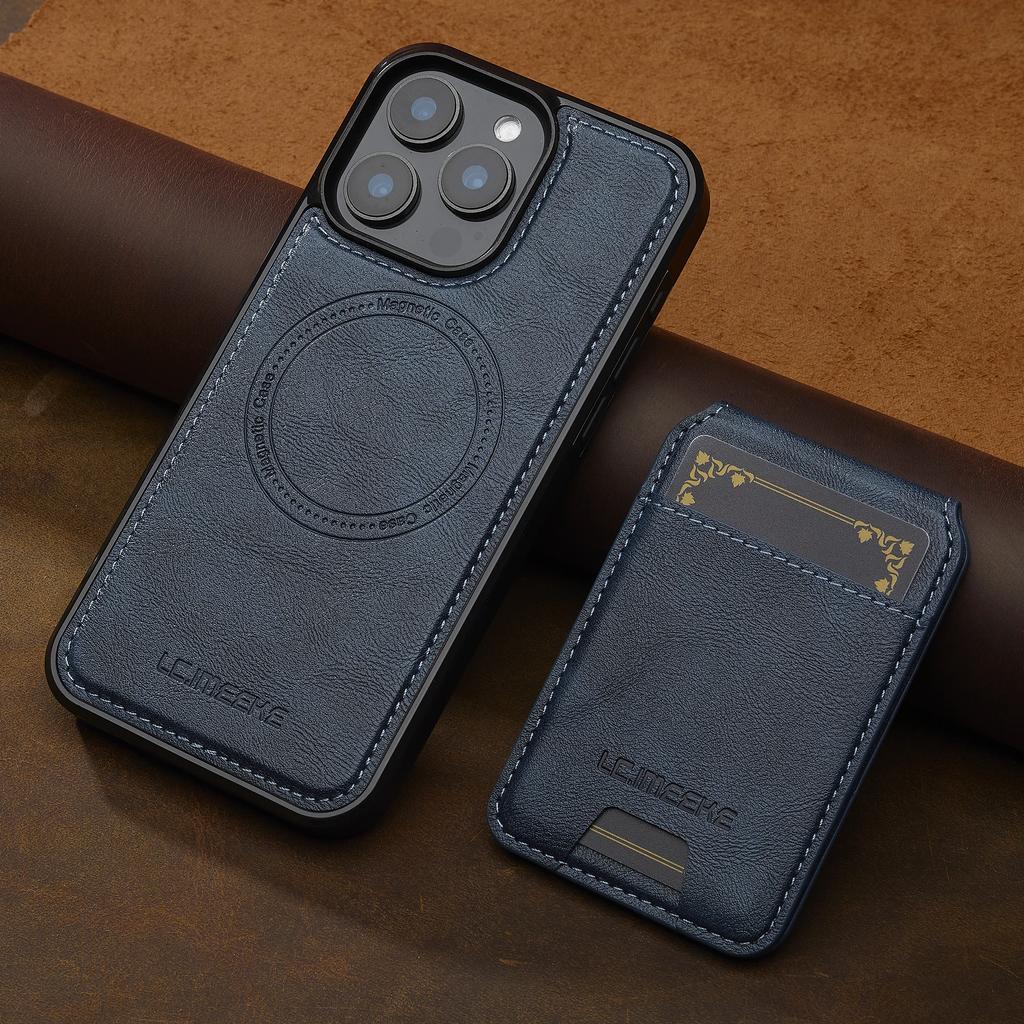 2 в 1 Съемный кожаный чехол для iPhone 16 17 Air 16E 15 14 13 12 11 Pro XS Max XR 8 Plus SE Mini Карман для карт Магнитная крышка