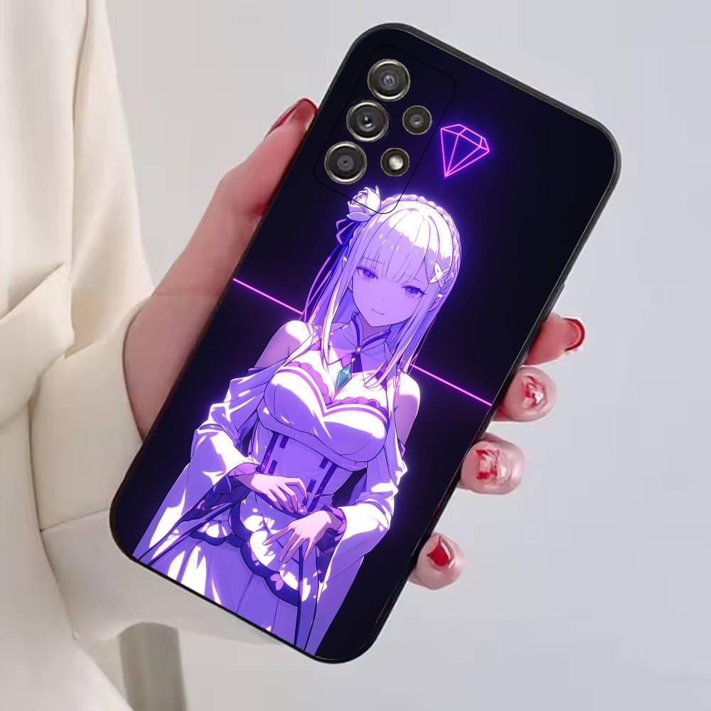 Аниме Милая Девочка RE:Чехол для телефона Zero Emilia для Samsung S25, S24, S21, S22, S23, S30, Ultra, S20, Plus, Fe, Lite, Note, 10, Черный