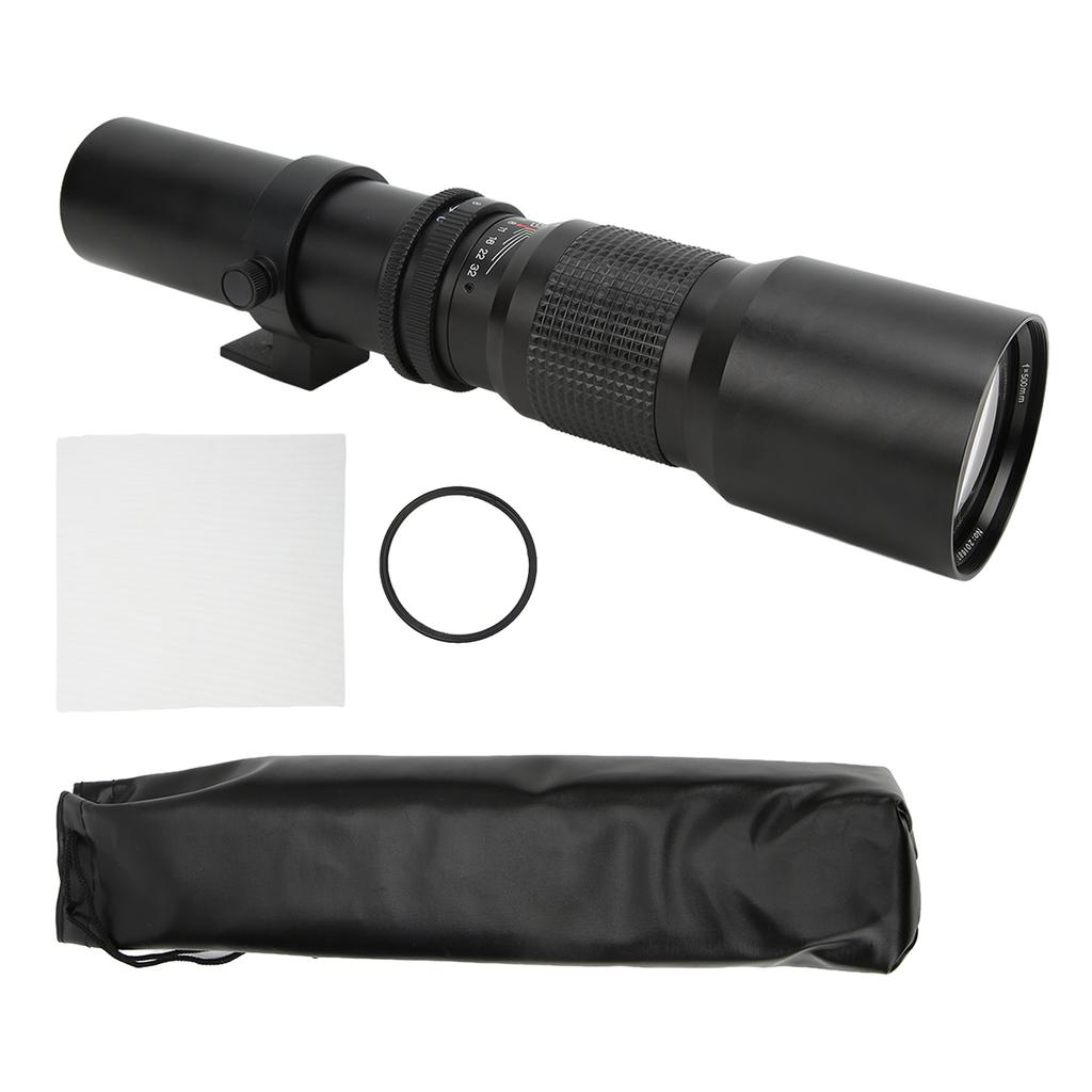 High Power 500mm F8‑F32 Manual Telephoto Lens with UV Lens Filter for Bird Watching Hunting Sports