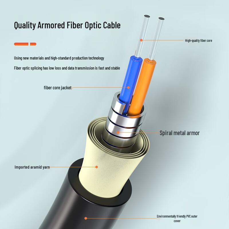 Dasheng Optic Telecom-Grade Armored Single-Mode Fiber Optic Patch Cable