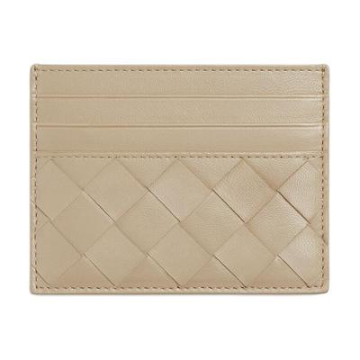 Плетеное Дизайн Color-Block Кожаный Держатель для Карт Женские Аксессуары Glacier Khaki 796324V1G149672