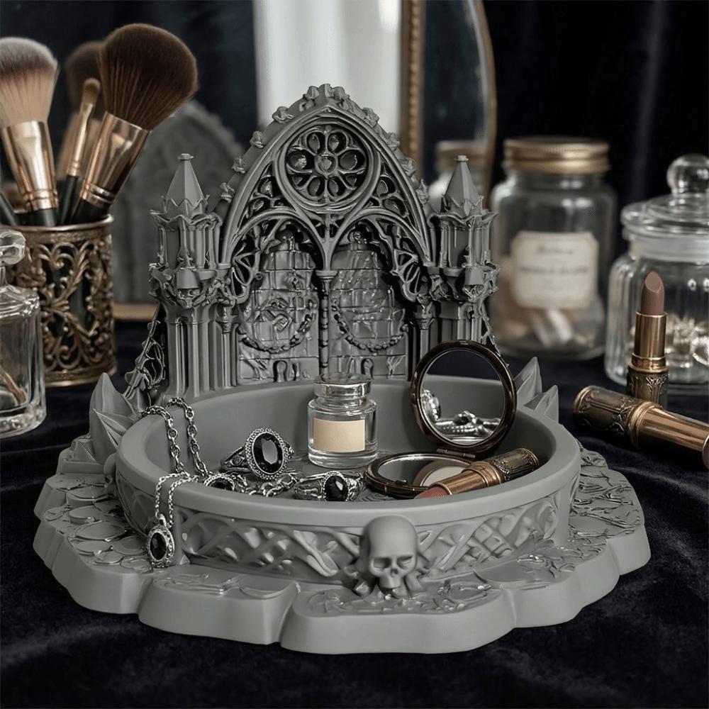 3D Printed Jewelry Storage Tray Black Gothic Style Decorative Tray Dressing Tables