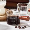 Glass Measuring Cup with Wood Handle Espresso Milk Coffee Mug 100ml Double Scale Clear Coffee Brewing Supplies