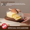 Wooden Butter Container for Refrigerator Dish with Glass Lid And Knife, Holder Kitchen Storage Box Counter Countertop & Refrigerator, Keeper