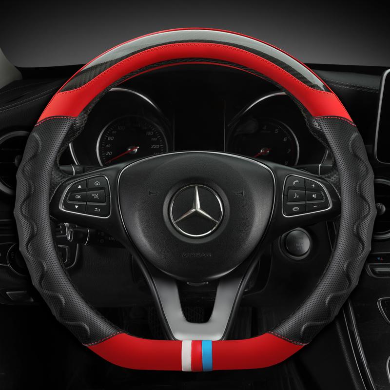 Кожаный чехол на руль автомобиля из углеродного волокна для моделей Mercedes Ben AMG 38 см AC CLA E GLA GLC GLE SB CLS Class