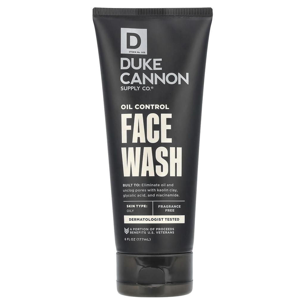 Duke Cannon Supply Co. Oil Control Face Wash, Fragrance Free, 177 Ml (6 Fl Oz)