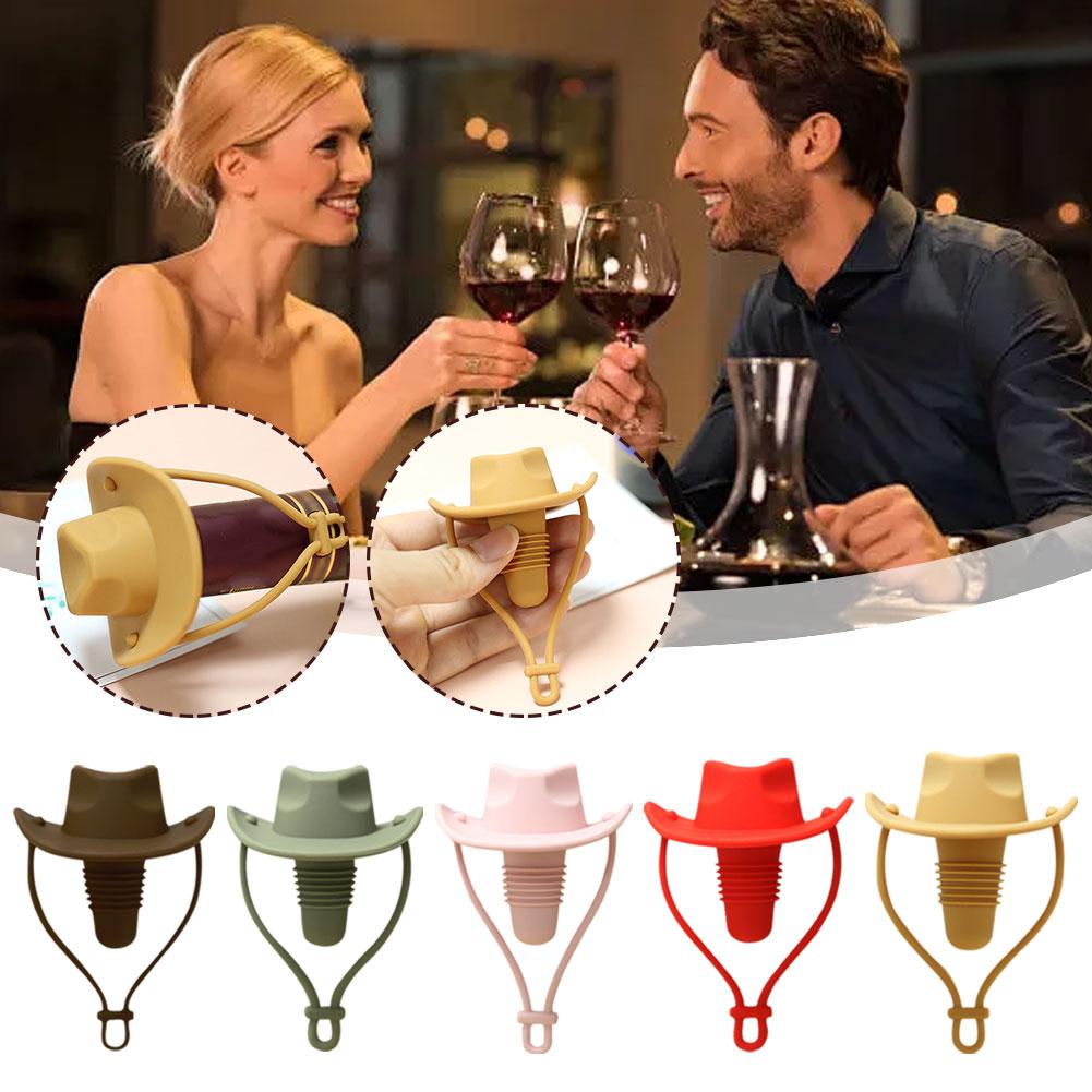 Silicone Red Wine Stopper Western Cowboy Hat Creative Leak Proof Wine Grade Food Sealing Wester S2C8