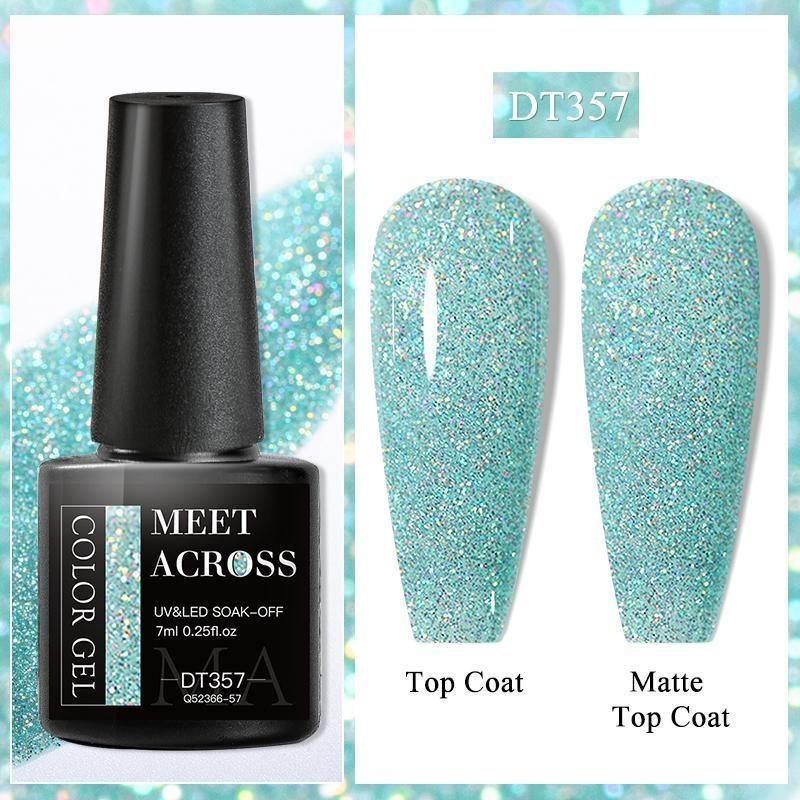 MEET ACROSS Блестящий гель-лак для ногтей, популярный телесный, розовый, красный, синий, блестящий гель-лак, красочный гель для начинающих, маникюр, салон дизайна ногтей