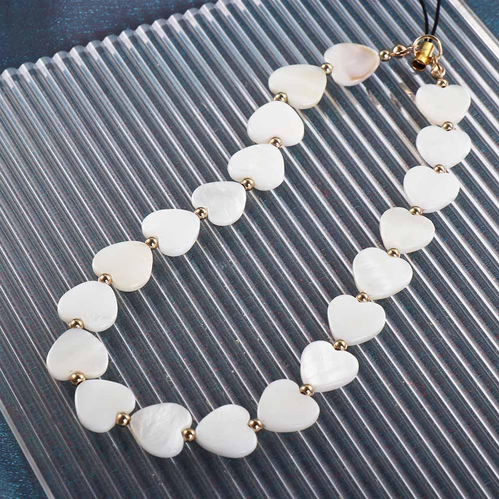 Love Heart Shell Beaded Key Chain Mobile Phone Lanyard Phone Strap Mobile Phone Chain Phone Charm