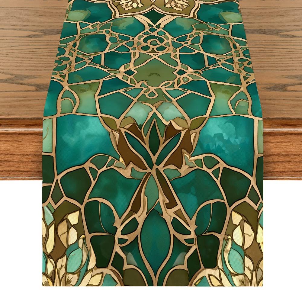 Vintage Moon Star Table Runner Washable Dinner Table Cloth Ramadan Table Runner Kitchen