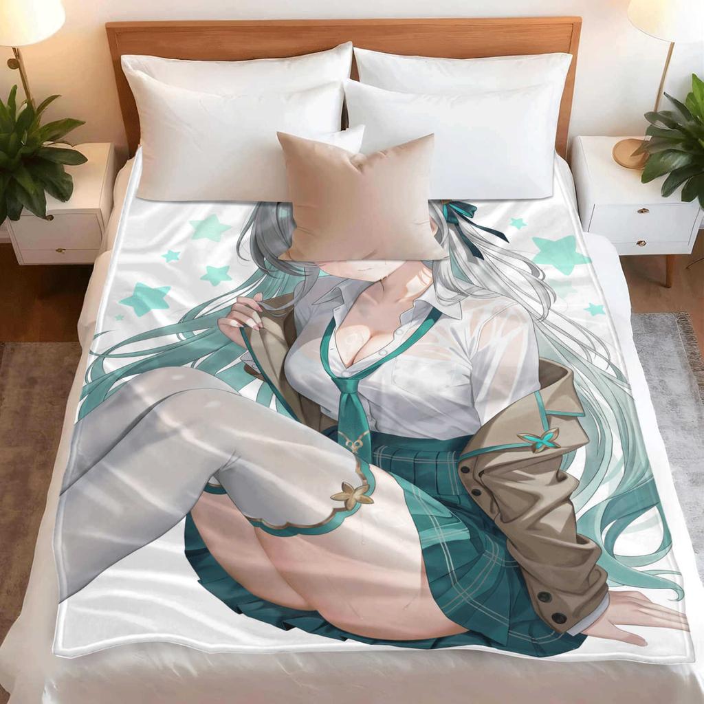 Cartoon Printed Flannel Blanket for Beds Hiking Picnic Fashionable Bedspread Throw Blanket