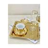 6 Pieces Gold Square Stainless Steel Coffee Serving Presentation Tray