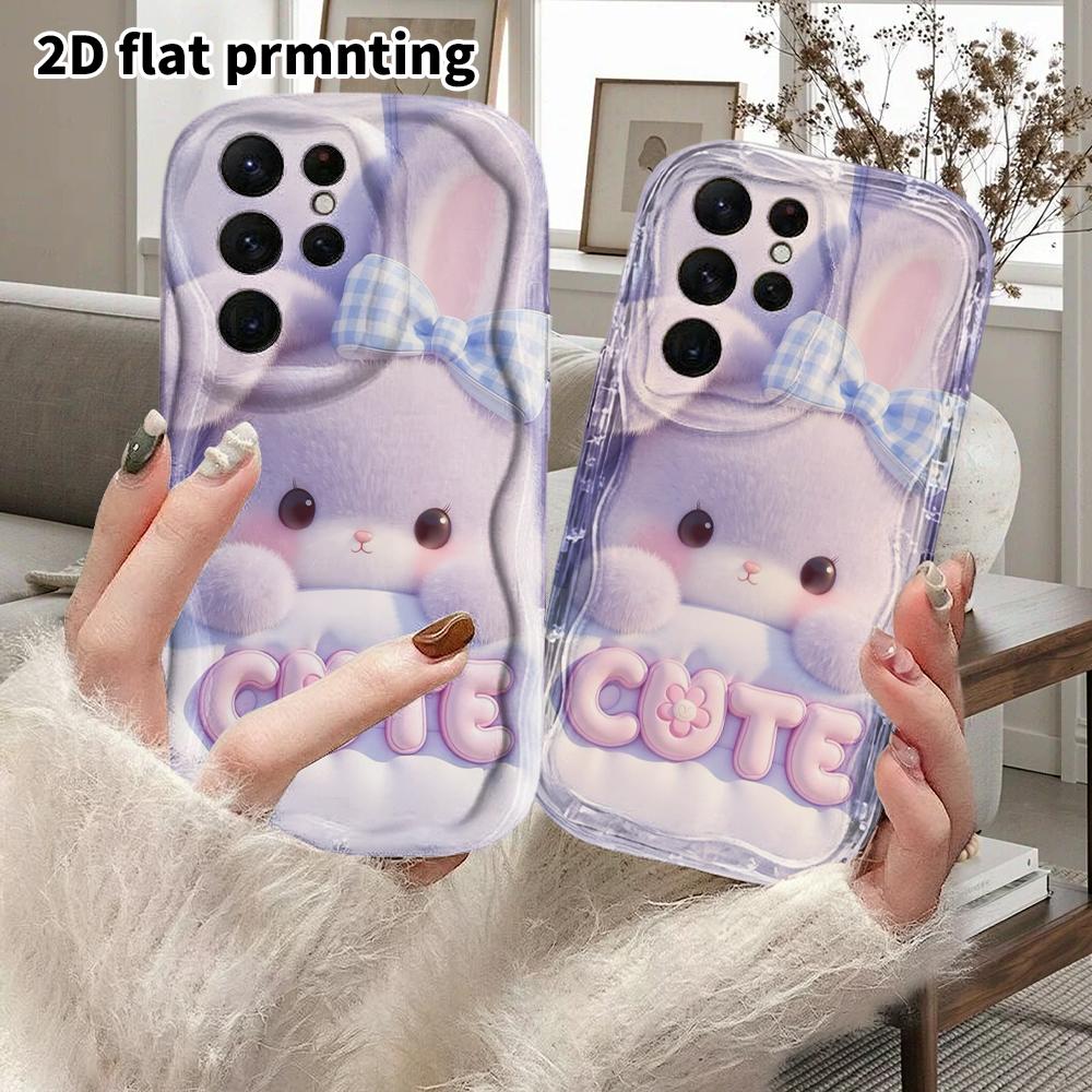 Phone Case: 2D Flat Samsung Galaxy A34 A35 M05 M06 S20 S22 S21 FE Plus 5G Protective Case, Couple Style, Purple Rabbit, Christmas and Halloween Gift