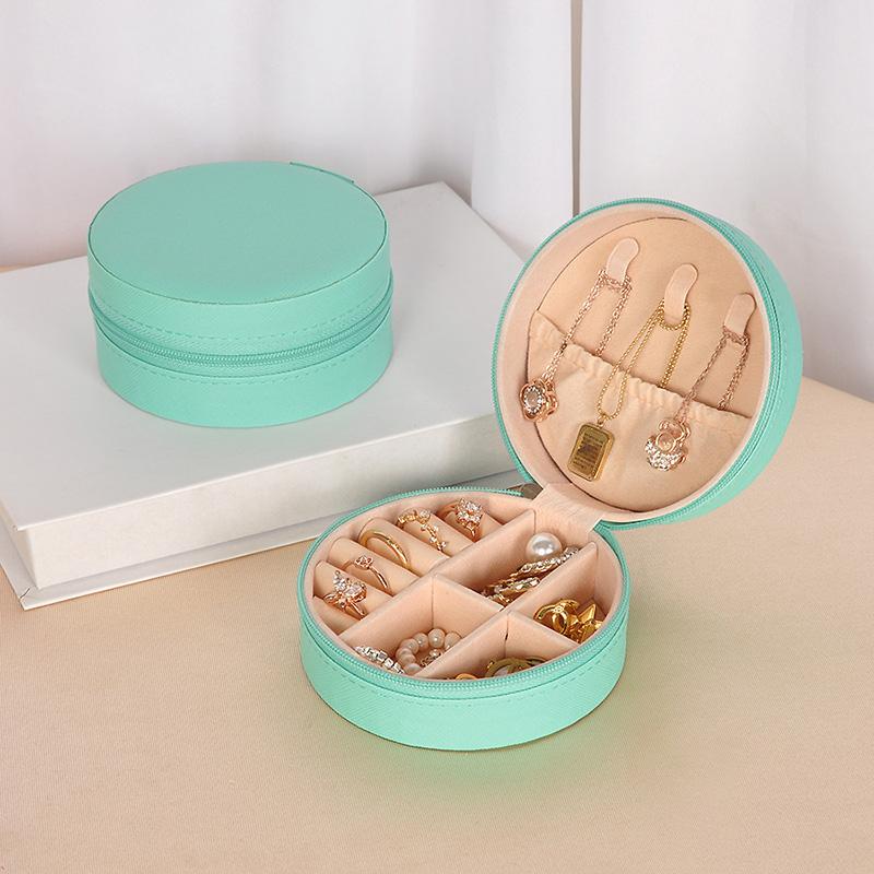 1 шт. Круглая коробка-органайзер для колец, серег, с мягкой подкладкой для ожерелий, шкатулка для драгоценностей для путешествий и подарков, устойчивая к царапинам, портативная