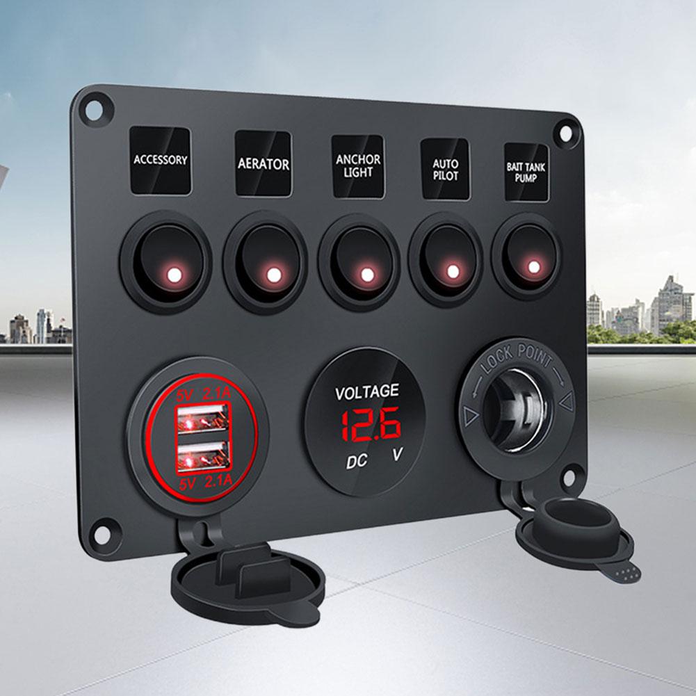 5-клавишный 12 В светодиодный выключатель света панель управления вольтметр 2 USB зарядное устройство цепь управления светодиодом вкл. выкл. для автофургона грузовика лодки квадроцикла каравана