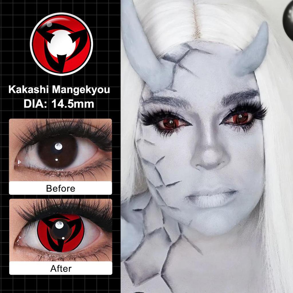 Crazy Lenses Magister Контактные линзы для Хэллоуина Красные контактные линзы для косплея Аксессуары для аниме Шаринган/Какаши Мангекё/Саске Гексаграмма