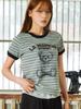 LA MAISON STUDIO Maison Bear Friends Полосатая футболка с коротким рукавом Black(Fcg2Ts763W)