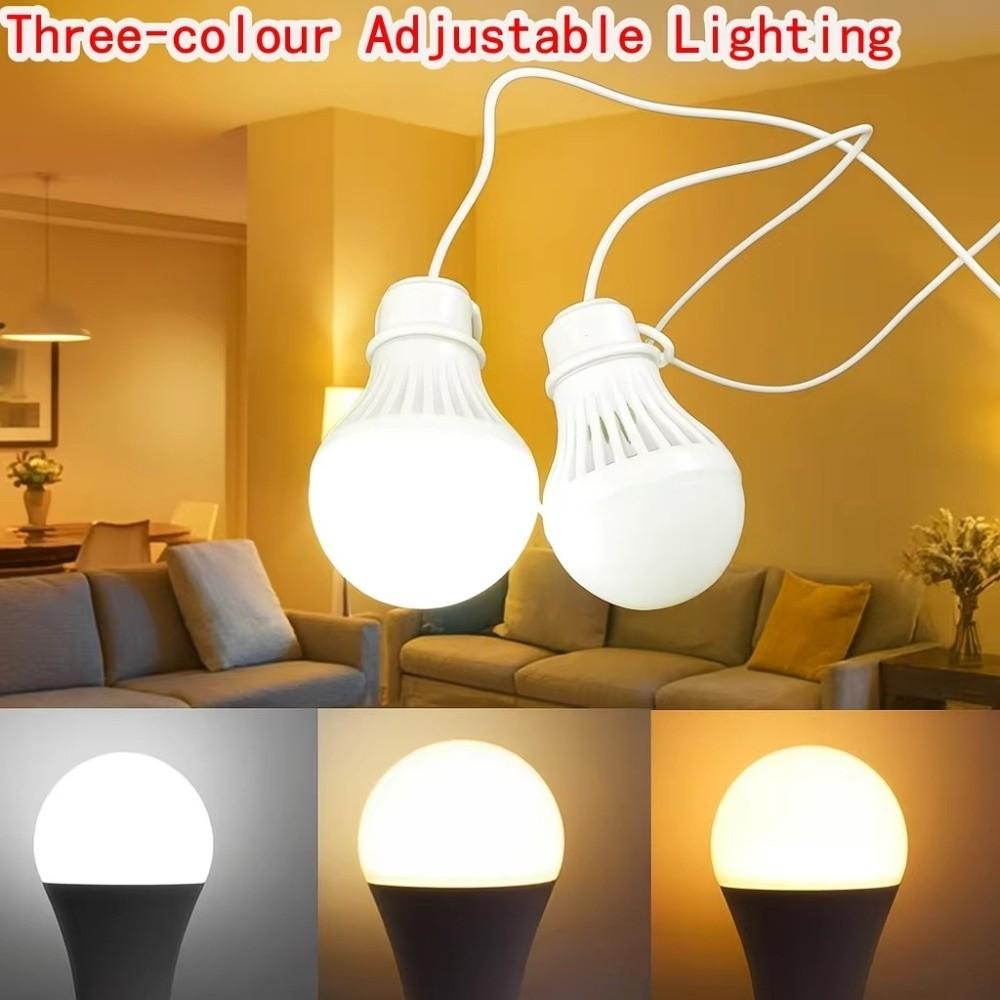 3-Color LED Camping Light Portable Hanging Tent Lamp Durable Dimmable Emergency Bulb Outdoor