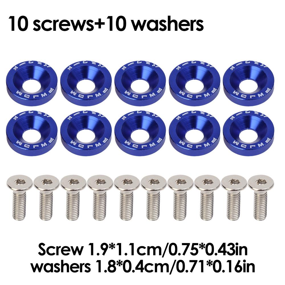 JDM Fender Washers Car Modification Gasket Screw Set M6 Bolt Fender Bumper Engine Aluminum Concave Screws Hex Fastener for Honda