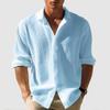 Men's Autumn Solid Color Long Sleeve Shirt Men's Casual Loose Button Long Sleeve Shirt