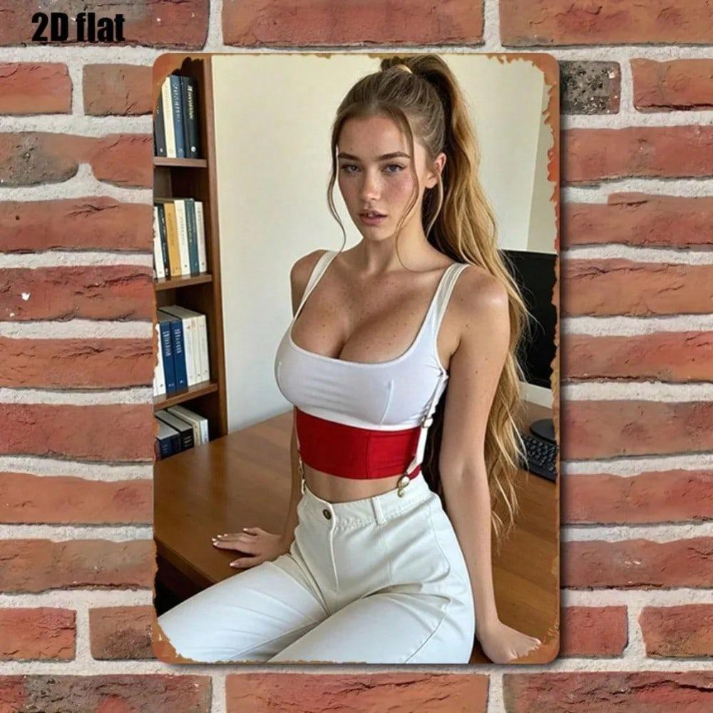 Винтажная металлическая табличка 8x12 дюймов Портрет женщины Настенное искусство Декор для гостиной Бара Мужской уголок